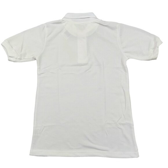 School Uniform Polo Shirt Boys 10 White Short Sleeve Durable Fabric 1/4 Button - Picture 3 of 10